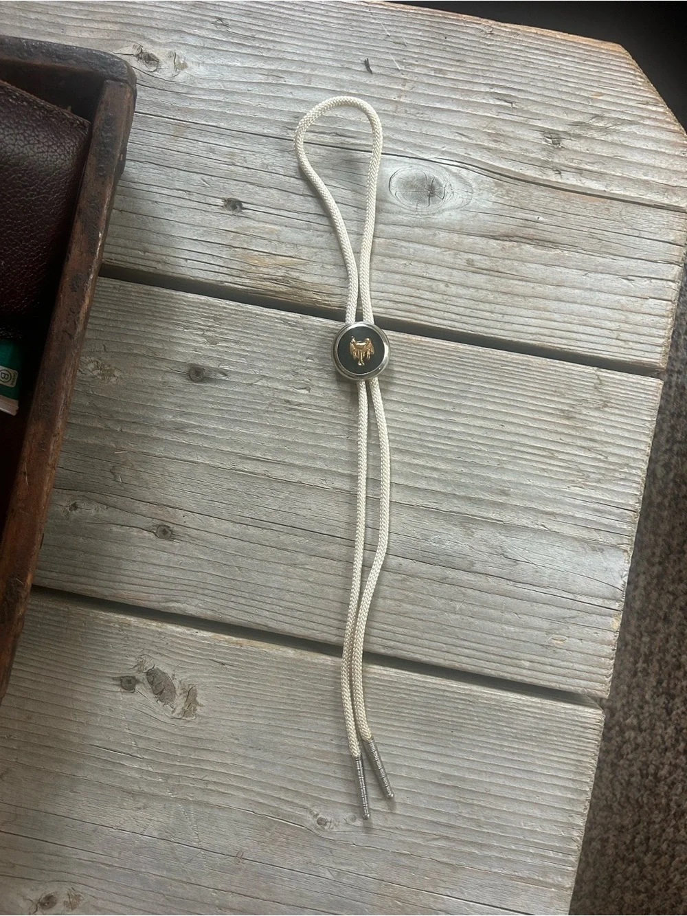 Classic Ivory Bolo Tie with Gold Accent